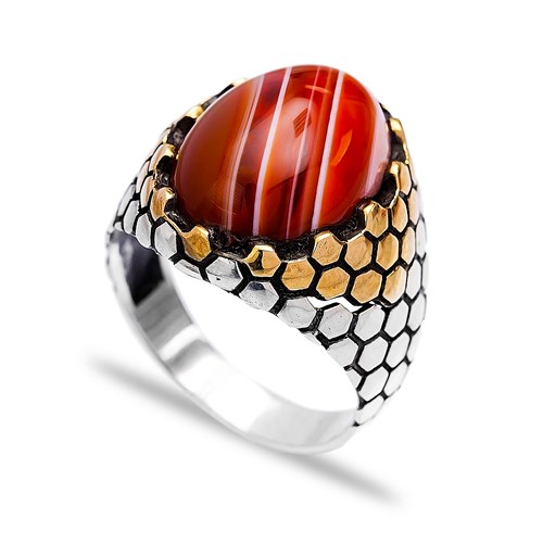 Agate Authentic Men Ring Wholesale Handmade 925 Sterling Silver